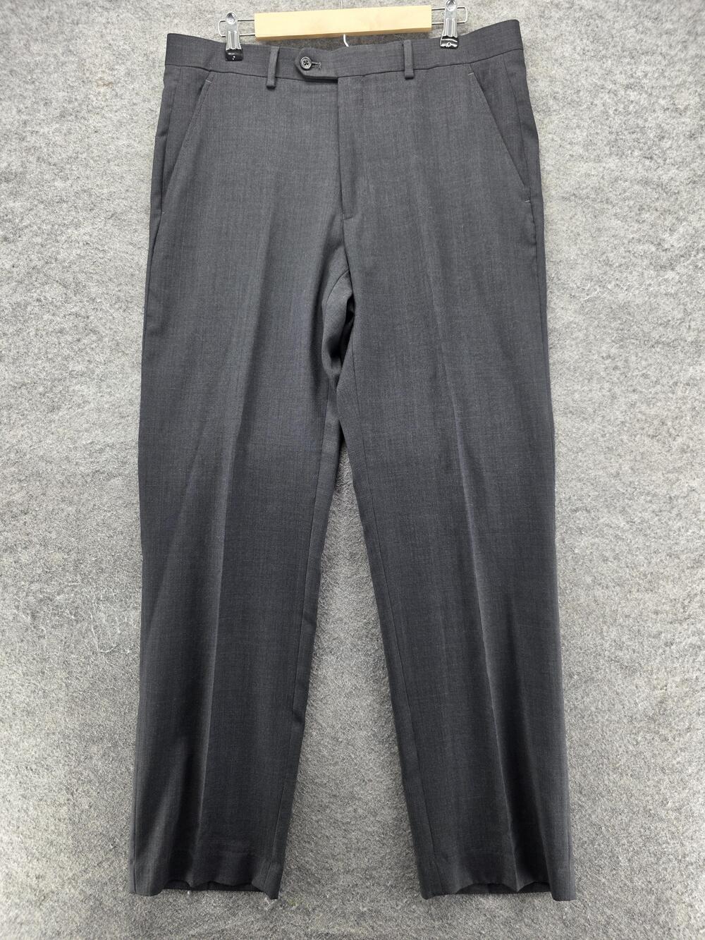 Alfani Pants Mens 34x32 Gray Dress Pants Slim Wool Flat Front Tapered Business